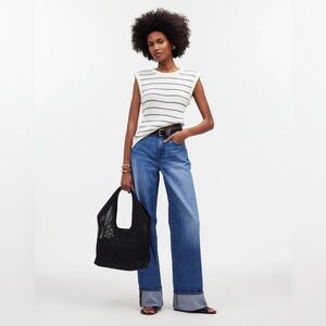 Madewell Sleeveless Vest in White with Black Stripes